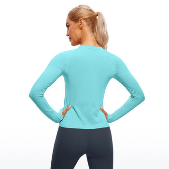 CRZ YOGA Φθινοπωρινό χειμερινό γυναικείο μακρυμάνικο πουκάμισο γυμναστικής με ραβδώσεις χωρίς ραφή Αθλητικά μπλουζάκια για τρέξιμο που αναπνέει