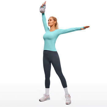 CRZ YOGA Φθινοπωρινό χειμερινό γυναικείο μακρυμάνικο πουκάμισο γυμναστικής με ραβδώσεις χωρίς ραφή Αθλητικά μπλουζάκια για τρέξιμο που αναπνέει
