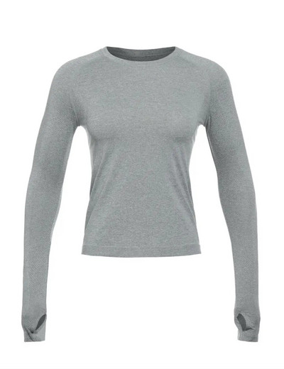 CRZ YOGA rudens žiemos moteriški besiūliai briaunoti treniruočių marškinėliai ilgomis rankovėmis Greitai džiūstantys sporto salės sportiniai viršutiniai marškinėliai, kvėpuojantys bėgimo marškinėliai