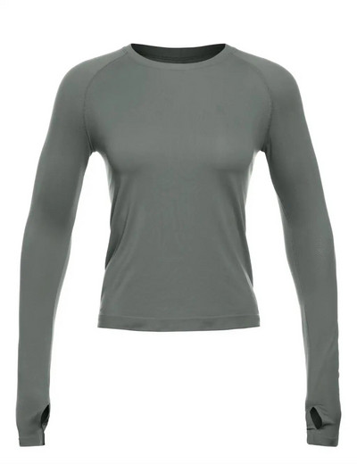 CRZ YOGA rudens žiemos moteriški besiūliai briaunoti treniruočių marškinėliai ilgomis rankovėmis Greitai džiūstantys sporto salės sportiniai viršutiniai marškinėliai, kvėpuojantys bėgimo marškinėliai