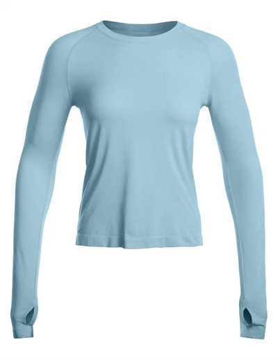 CRZ YOGA rudens žiemos moteriški besiūliai briaunoti treniruočių marškinėliai ilgomis rankovėmis Greitai džiūstantys sporto salės sportiniai viršutiniai marškinėliai, kvėpuojantys bėgimo marškinėliai