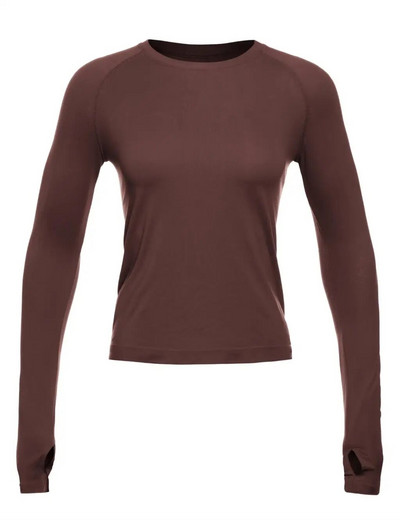 CRZ YOGA rudens žiemos moteriški besiūliai briaunoti treniruočių marškinėliai ilgomis rankovėmis Greitai džiūstantys sporto salės sportiniai viršutiniai marškinėliai, kvėpuojantys bėgimo marškinėliai