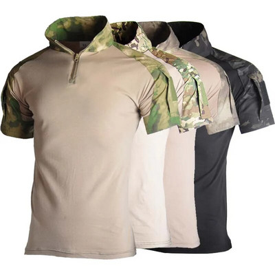 Ανδρικό μπλουζάκι Airsoft Army Tactical κοντομάνικο στρατιωτικό καμουφλάζ Βαμβακερό μπλουζάκι μάχης Paintball Ανδρικό φούτερ