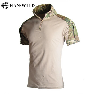 Tricou tactic Airsoft Army Bărbați cu mânecă scurtă Camuflare militară din bumbac Cămăși de luptă Paintball Îmbrăcăminte pentru bărbați Hanorac