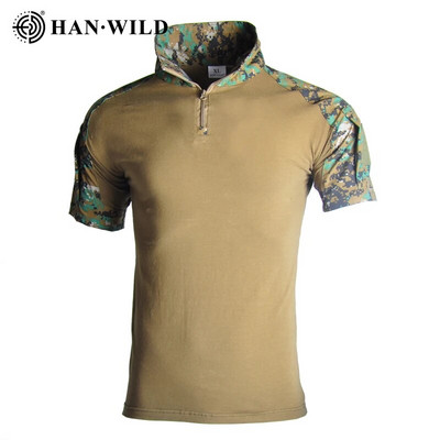 Tricou tactic Airsoft Army Bărbați cu mânecă scurtă Camuflare militară din bumbac Cămăși de luptă Paintball Îmbrăcăminte pentru bărbați Hanorac