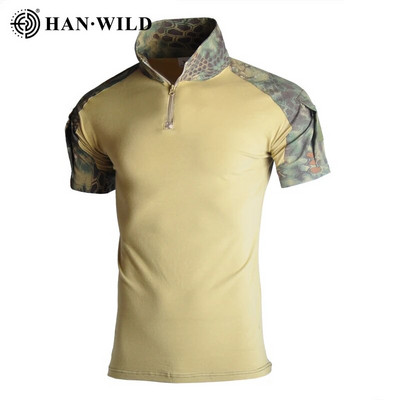Tricou tactic Airsoft Army Bărbați cu mânecă scurtă Camuflare militară din bumbac Cămăși de luptă Paintball Îmbrăcăminte pentru bărbați Hanorac
