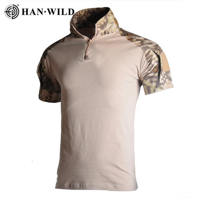 Tricou tactic Airsoft Army Bărbați cu mânecă scurtă Camuflare militară din bumbac Cămăși de luptă Paintball Îmbrăcăminte pentru bărbați Hanorac
