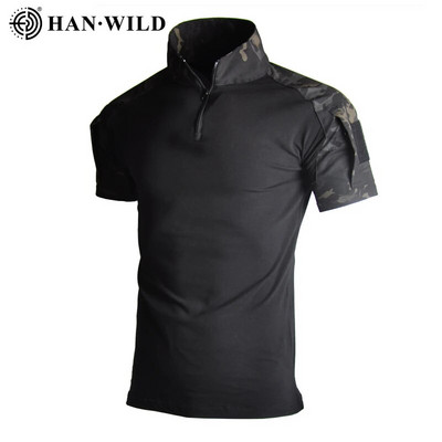 Tricou tactic Airsoft Army Bărbați cu mânecă scurtă Camuflare militară din bumbac Cămăși de luptă Paintball Îmbrăcăminte pentru bărbați Hanorac