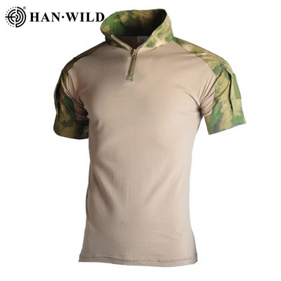 Tricou tactic Airsoft Army Bărbați cu mânecă scurtă Camuflare militară din bumbac Cămăși de luptă Paintball Îmbrăcăminte pentru bărbați Hanorac