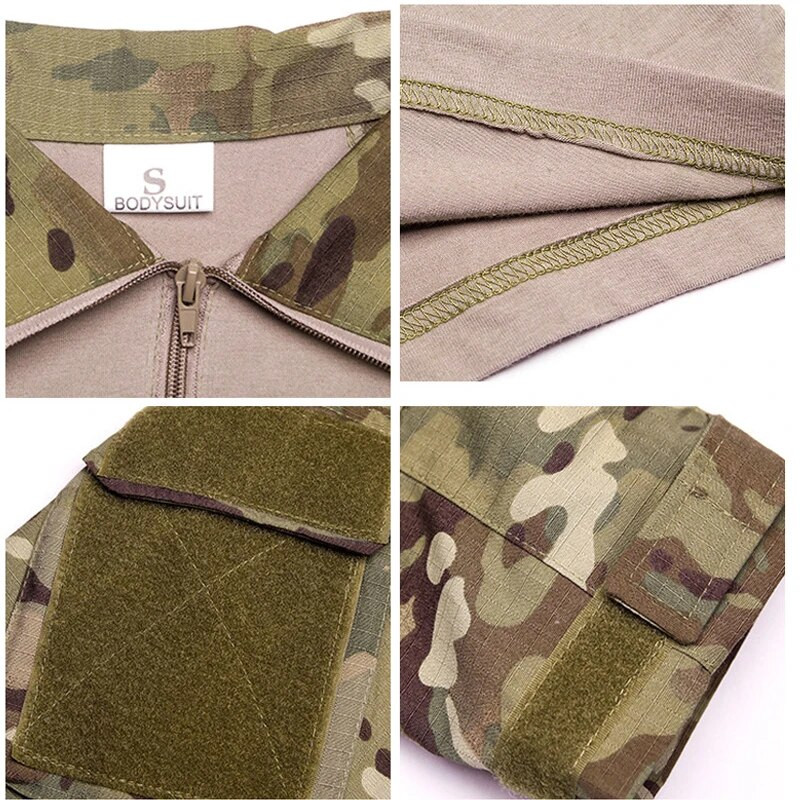 Vīriešu taktiskie pārgājienu T krekli Vīriešu kaujas militārais krekls ar garām piedurknēm, medību kāpšanas krekli Kamo armijas krekls vīrietis makšķerēšanas apģērbs