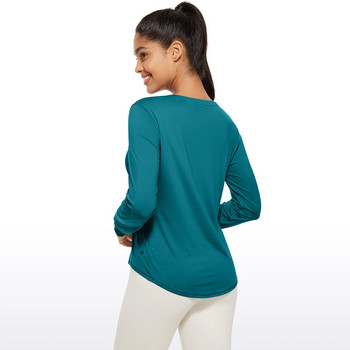 CRZ YOGA Ελαφρύ μακρυμάνικο πουκάμισο γυμναστικής για γυναίκες UPF 50+ Φθινοπωρινό πουκάμισο τρεξίματος Αθλητικές μπλούζες με ψηλό λαιμό