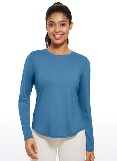 CRZ YOGA kerged pikkade varrukatega treeningsärgid naistele UPF 50+ jooksusärk kõrge kaelusega sportlikud treeningtopid