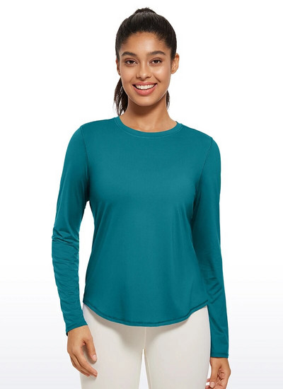 CRZ YOGA kerged pikkade varrukatega treeningsärgid naistele UPF 50+ jooksusärk kõrge kaelusega sportlikud treeningtopid