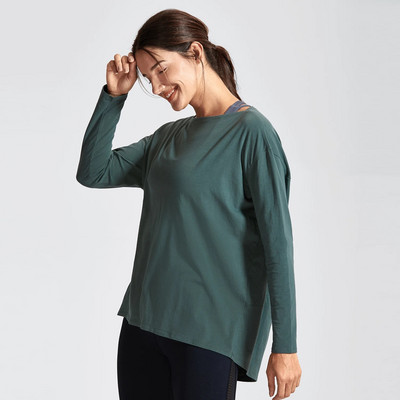 SYROKAN Γυναικεία casual μακρυμάνικη μπλούζα Pima Cotton Workout Sports Boat Lack Top