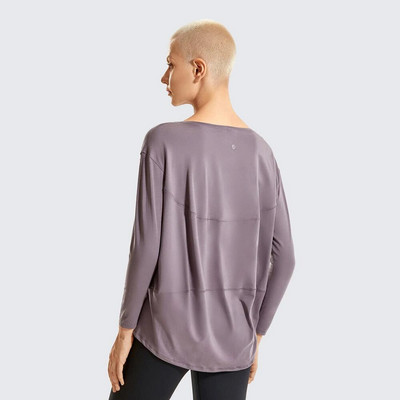 SYROKAN Γυναικεία casual μακρυμάνικη μπλούζα Pima Cotton Workout Sports Boat Lack Top