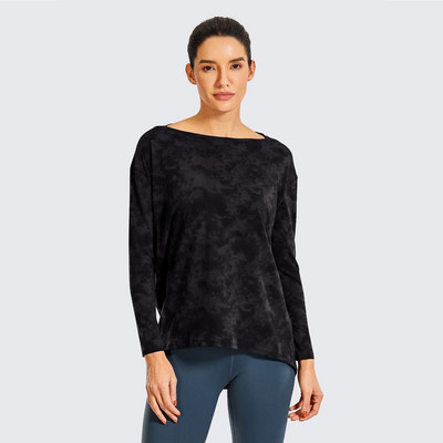 SYROKAN Γυναικεία casual μακρυμάνικη μπλούζα Pima Cotton Workout Sports Boat Lack Top