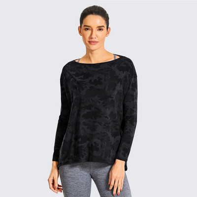 SYROKAN Γυναικεία casual μακρυμάνικη μπλούζα Pima Cotton Workout Sports Boat Lack Top