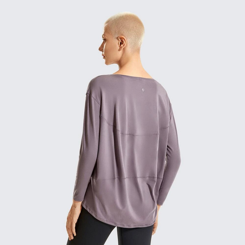 SYROKAN Γυναικεία casual μακρυμάνικη μπλούζα Pima Cotton Workout Sports Boat Lack Top