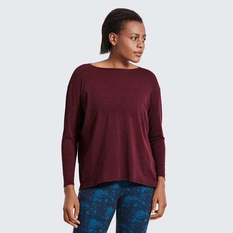 SYROKAN Γυναικεία casual μακρυμάνικη μπλούζα Pima Cotton Workout Sports Boat Lack Top