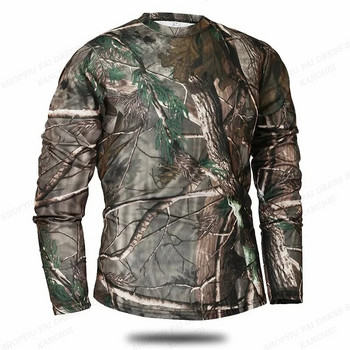 Камуфлажна тениска с дълъг ръкав Мъжки модни тениски Военна армейска тениска Мъжко облекло Камуфлажни горнища на открито Camisetas Masculina
