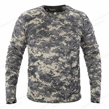 Камуфлажна тениска с дълъг ръкав Мъжки модни тениски Военна армейска тениска Мъжко облекло Камуфлажни горнища на открито Camisetas Masculina