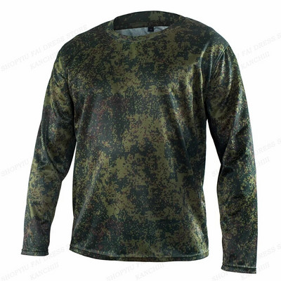 Kamufliažiniai marškinėliai ilgomis rankovėmis Vyriški madingi marškinėliai Karinės armijos marškinėliai Vyriški drabužiai Kamufliažiniai marškinėliai lauke Camisetas Masculina