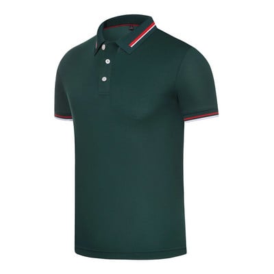 Double-sided Jacquard Collar Business Polo Shirt Men`s Training Polo180g Siro Spinning Fine Beaded Lapel Short-sleeved T-shirt