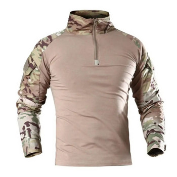 Тактически туристически тениски на открито Мъжки бойни военни армейски камуфлажни ризи с дълъг ръкав за катерене Памучни спортни дрехи