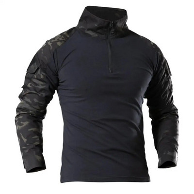 Tricouri tactice pentru drumeții în aer liber, bărbați, luptă militară, camuflaj, cu mânecă lungă, cămașă pentru alpinism, din bumbac, haine sportive