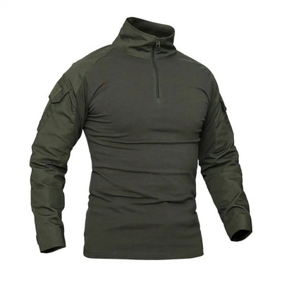 Tricouri tactice pentru drumeții în aer liber, bărbați, luptă militară, camuflaj, cu mânecă lungă, cămașă pentru alpinism, din bumbac, haine sportive