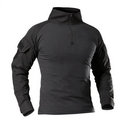 Tricouri tactice pentru drumeții în aer liber, bărbați, luptă militară, camuflaj, cu mânecă lungă, cămașă pentru alpinism, din bumbac, haine sportive