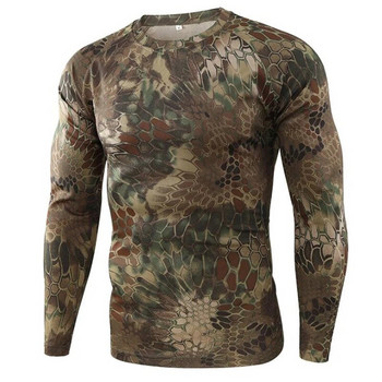 Καλοκαιρινό μπλουζάκι παραλλαγής που στεγνώνει γρήγορα και αναπνέει μακρυμάνικα μπλουζάκια ανδρικά πεζοπορία Κάμπινγκ κυνηγετικά ρούχα Στρατιωτικό τακτικό μπλουζάκι
