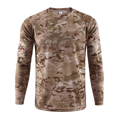 Vasaras maskēšanās T-krekls Ātri žūstošs, elpojošs, topi ar garām piedurknēm Vīriešiem Pārgājieni Kempings Medības Apģērbs Militāri taktiskais T-krekls