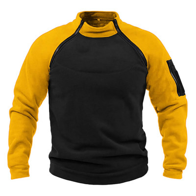 Toamnă iarnă Moda bărbați fleece hanorace mozaic alpinism în aer liber Trekking îngroșare pulover guler stand hanorac tactic
