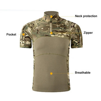 Лятна мъжка камуфлажна тактическа риза Бойна военна риза Бързосъхнеща къмпинг риза за катерене Туристическа ловна риза Мъжко облекло за риболов