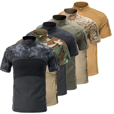 Summer Men Camo Tactical Shirt Combat Military Shirt Quick Dry Camping Πουκάμισο αναρρίχησης Πεζοπορία Πουκάμισο κυνηγιού Ανδρικά ρούχα ψαρέματος