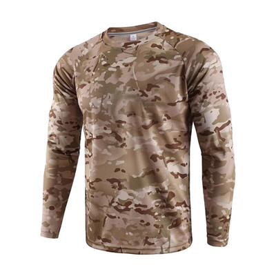 Új taktikai katonai terepszínű póló férfi, légáteresztő, gyorsan száradó amerikai hadsereg harci teljes ujjú felsőruházati pólója férfiaknak
