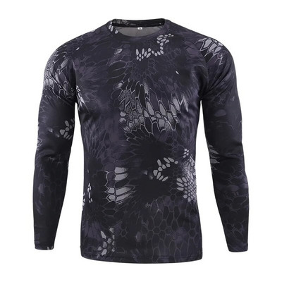Nou tricou tactic militar de camuflaj pentru bărbați, respirabil, uscare rapidă, luptă cu mânecă completă, tricou pentru bărbați