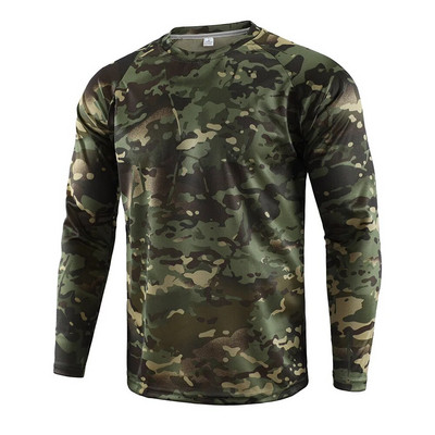 Nou tricou tactic militar de camuflaj pentru bărbați, respirabil, uscare rapidă, luptă cu mânecă completă, tricou pentru bărbați