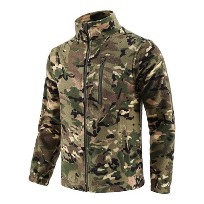 ESDY Fleece Jacket Stand-Up γιακά Χειμερινό Ζακέτα Fleece Διπλής όψης Εσωτερική επένδυση Ζεστή Εξωτερική Εξωτερική επένδυση Camo Tactical Coats Ανδρικά
