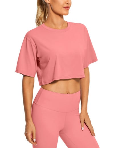 Dámske športové tričká na jogu CRZ YOGA z pima bavlny, cvičebné topy s krátkym rukávom, ležérne športové bežecké tričká