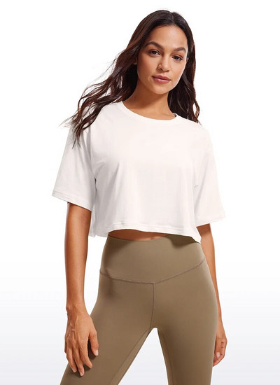 Dámske športové tričká na jogu CRZ YOGA z pima bavlny, cvičebné topy s krátkym rukávom, ležérne športové bežecké tričká