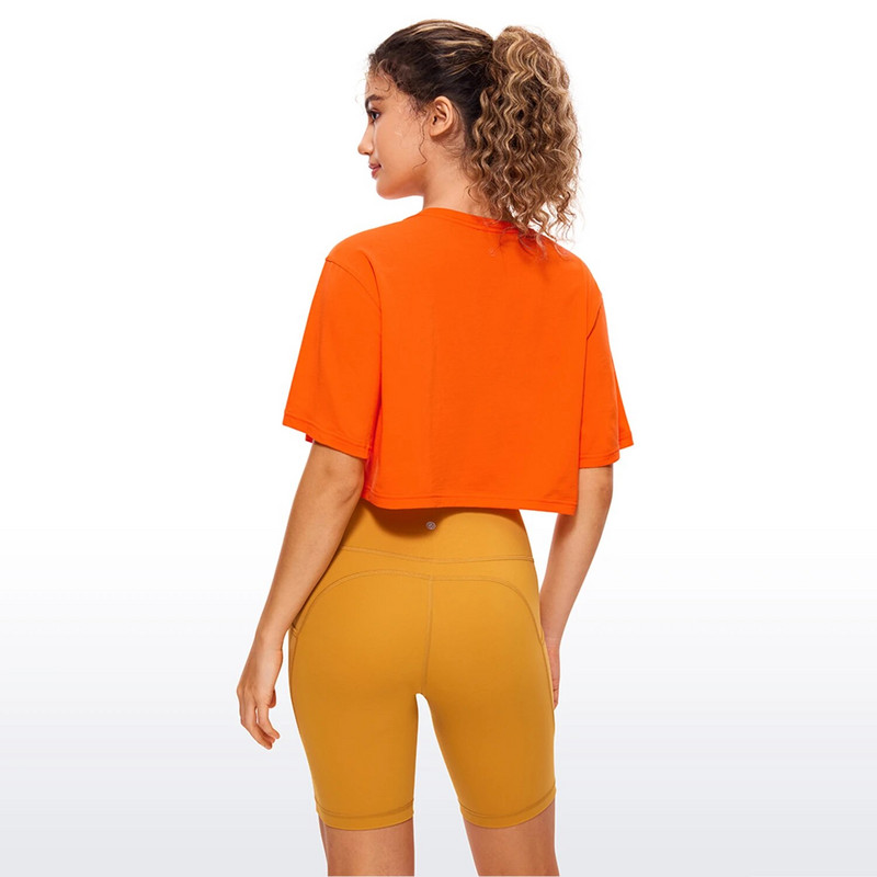 Dámske športové tričká na jogu CRZ YOGA z pima bavlny, cvičebné topy s krátkym rukávom, ležérne športové bežecké tričká