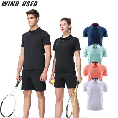 Мъже, жени с къс ръкав голф тенис на маса поло тениска Running ym спортно облекло тениска за бадминтон открит голф дрехи с къси ръкави