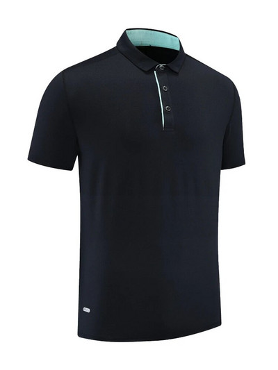 Tricou polo sport fitness pentru bărbați, culoare uni, tricou cu decolteu în V, respirabil, cu uscare rapidă, din poliester, cu mânecă scurtă, tricou pentru îmbrăcăminte de golf