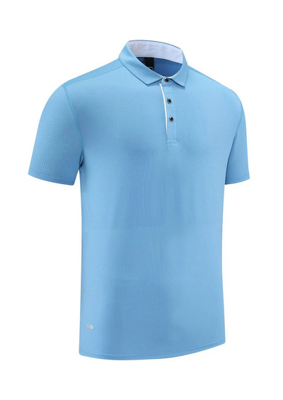 Tricou polo sport fitness pentru bărbați, culoare uni, tricou cu decolteu în V, respirabil, cu uscare rapidă, din poliester, cu mânecă scurtă, tricou pentru îmbrăcăminte de golf