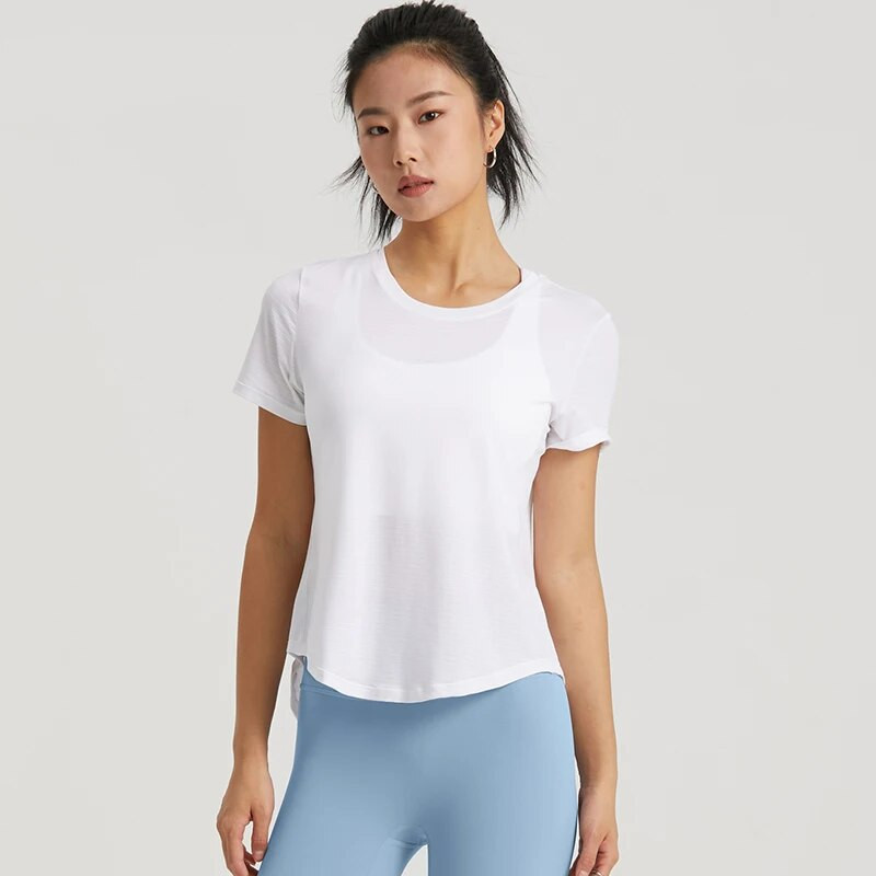 DANCEFISH 2023 Moteriški trumpomis rankovėmis, puikaus jausmo viršūnė, unikali sportinė apranga, kasdienis pasivaikščiojimas, bėgiojimas, Pilateso jogos marškinėliai