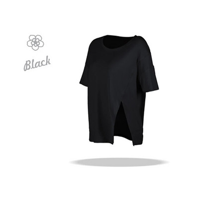 DANCEFISH 2023 Γυναικείο κοντομάνικο μπλουζάκι Cool Feeling Fabric Split στο πλάι Χαλαρά αθλητικά ρούχα Καθημερινή γυμναστική Walk Κομψά μπλουζάκια γιόγκα