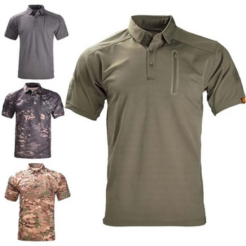 Мъжки камуфлажни тениски Бързосъхнеща риза с къс ръкав Къмпинг Открит туризъм Топ Лов Армия Бойни мъжки тактически дрехи Дишащи