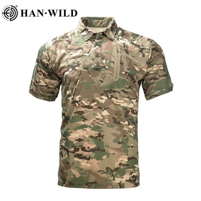 Мъжки камуфлажни тениски Бързосъхнеща риза с къс ръкав Къмпинг Открит туризъм Топ Лов Армия Бойни мъжки тактически дрехи Дишащи